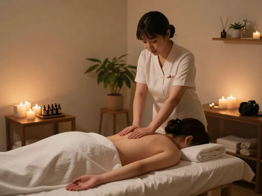 Experience a tranquil 주엽동출장마사지 session in a soothing therapy room.